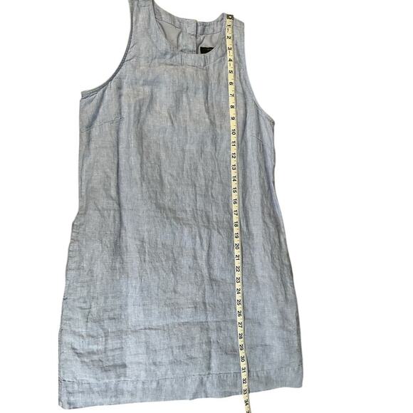 J. Crew Light Blue Sleeveless 100% Linen Tunic Dress Pockets Preppy Size Small - Picture 10 of 10